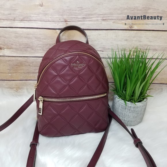 Kate Spade Mini Leather Quilted Backpack Cherry - Picture 4 of 10